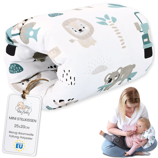 Stillkissen klein Breastfeeding und Nursing Pillow für unterwegs - Stillmuff Armkissen und Lagerungskissen Baby Arm Still Kissen aus weicher Baumwolle