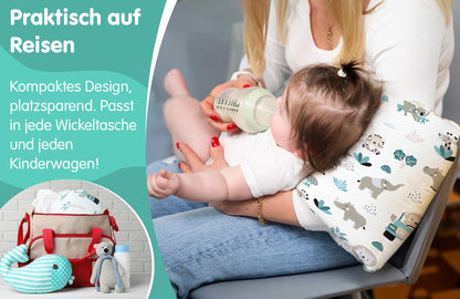 Stillkissen klein Breastfeeding und Nursing Pillow für unterwegs - Stillmuff Armkissen und Lagerungskissen Baby Arm Still Kissen aus weicher Baumwolle