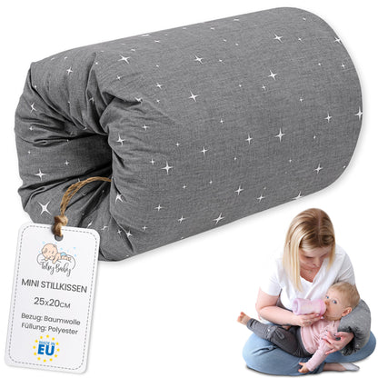 Stillkissen klein Breastfeeding und Nursing Pillow für unterwegs - Stillmuff Armkissen und Lagerungskissen Baby Arm Still Kissen aus weicher Baumwolle
