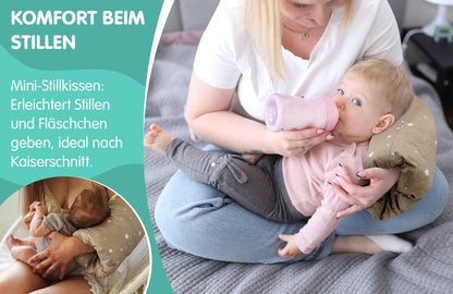 Liten amningskudde 25x20 cm - Breastfeeding & Nursing Pillow för resa - amningsmuff för armen och positionskudde; mjuk bomull