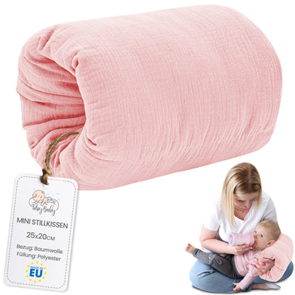 Stillkissen klein Breastfeeding und Nursing Pillow für unterwegs - Stillmuff Armkissen und Lagerungskissen Baby Arm Still Kissen aus weicher Baumwolle