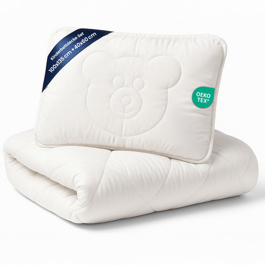 Baby Duvet and Pillow Children’s Blanket and Baby Pillow – Children’s Duvet Kids Duvet Set and Blanket for Toddler Baby Bed Microfiber White