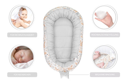Babynest Babynestchen Neugeborene mit Tragegriff - Baby Nestchen tragbar Nest für Bett Kinder Kuschelnest