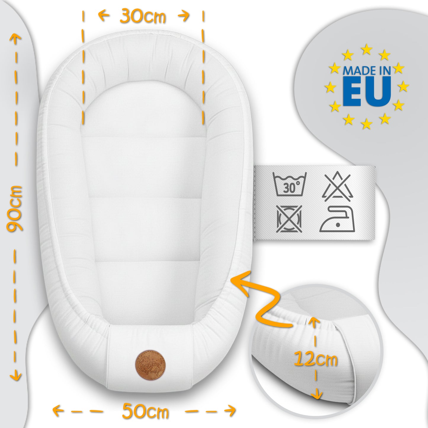 Nido per bebè con maniglia 90x50 cm - nido portatile per letto; nido coccola