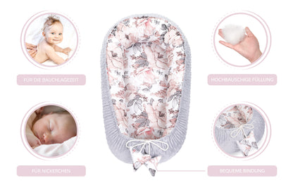 Nestchen Baby - Babynestchen Neugeborene Babynest für Kinderbett Vielseitiges tragbar Nest Kuschelnest Zubehör für Babybett