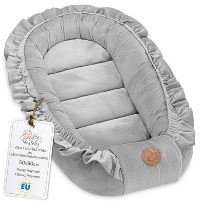 Musselin Babynest Nestchen Baby 90x50 cm - Babynestchen Neugeborene Nest für Kinder Bett und Babybett tragbar Kuschelnest Coccon für Jungen und Mädchen Baumwolle