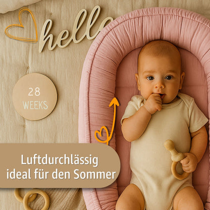 Musselin Babynest Nestchen Baby 90x50 cm - Babynestchen Neugeborene Nest für Kinder Bett und Babybett tragbar Kuschelnest Coccon für Jungen und Mädchen Baumwolle