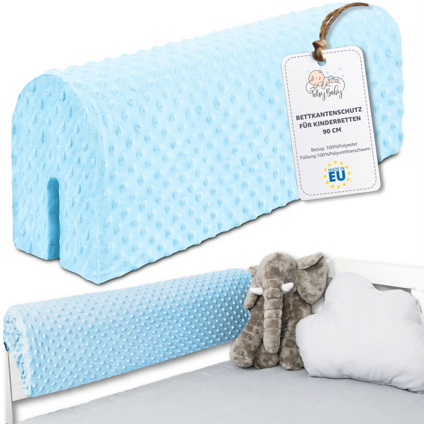 Bettkantenschutz für Kinderbetten - Schutz für Bettrahmen Rausfallschutz für Boxspringbett Bettgitter mit Bezug Kantenschutz Kinder Babybett