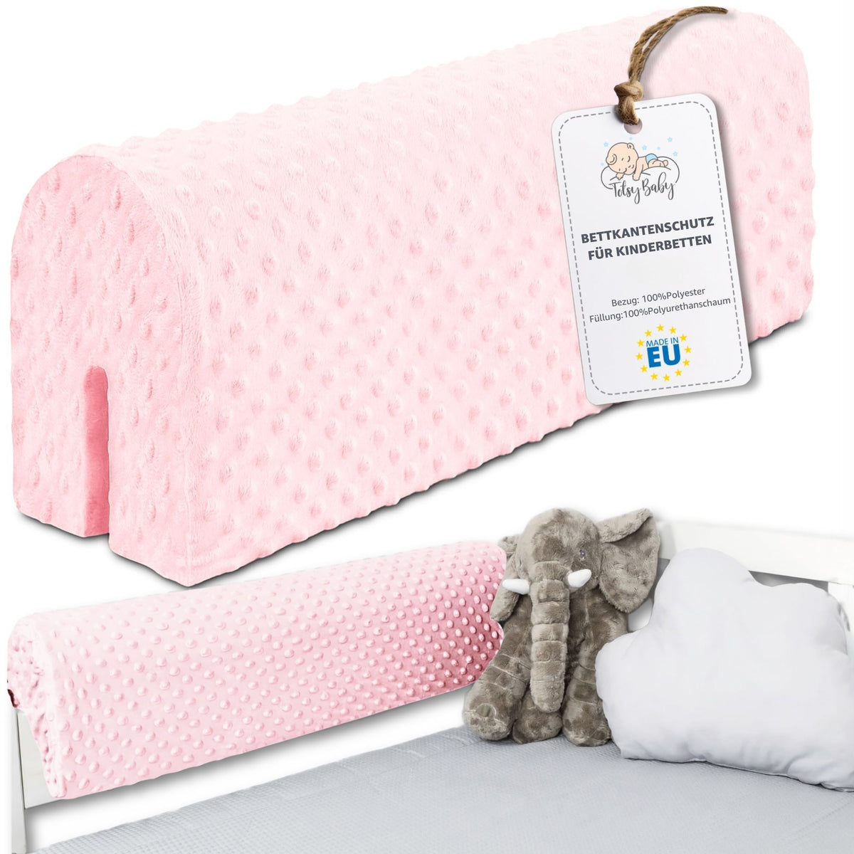 Kantskydd för barnsäng - Rosa, 50 cm