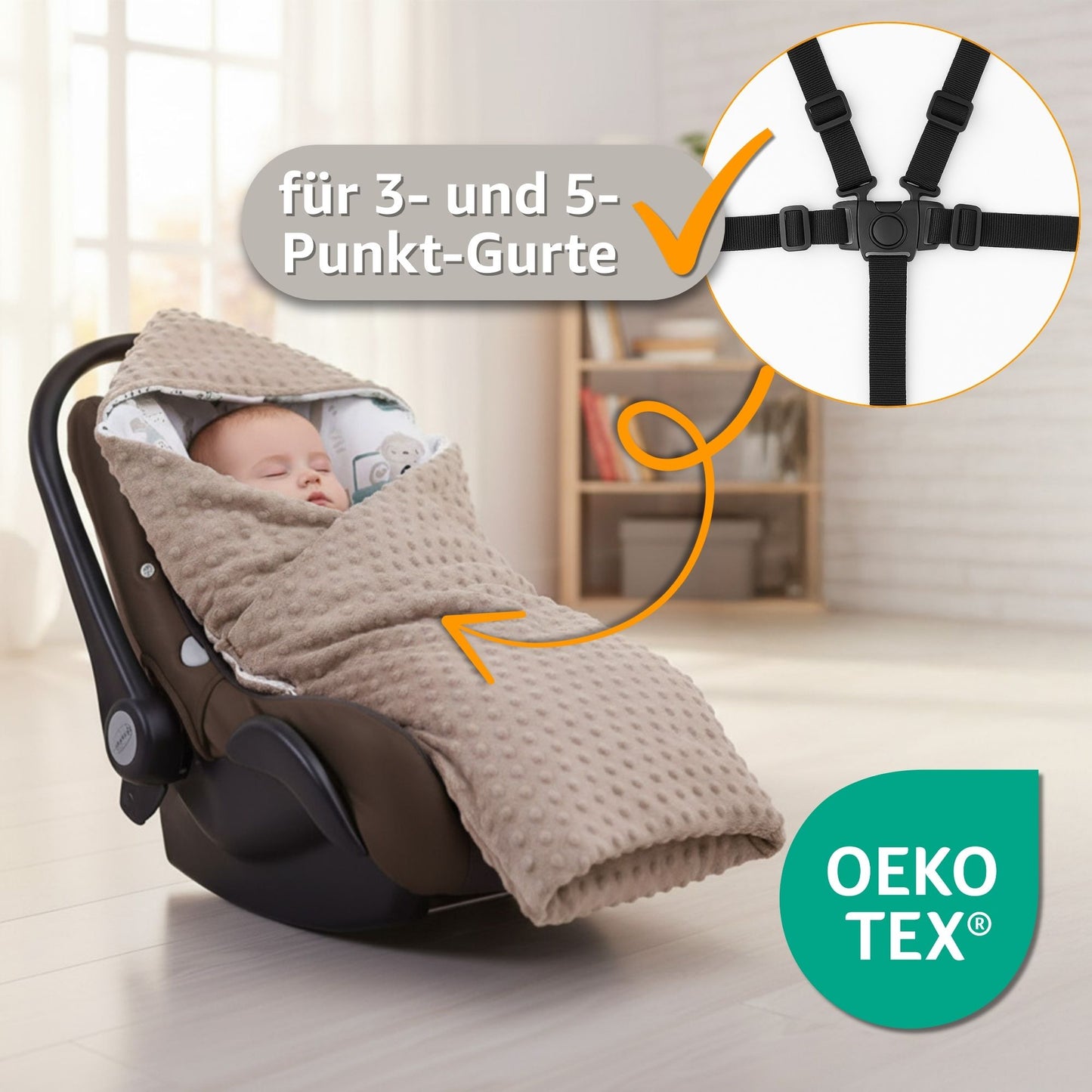 Einschlagdecke Babyschale Baby Decke 90x90 cm