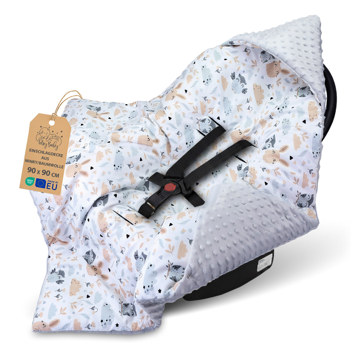 Swaddle Blanket Infant Car Seat Baby Blanket - Owls Light Gray