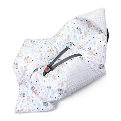 Einschlagdecke Babyschale Baby Decke 90x90 cm - Fußsack Blanket für Kinderwagen und Autositz Ganzjahres für Neugeborenen und Kleinkinder Einschlagsdecken für 3 und 5 Punkt Gurt Minky Oeko-Tex