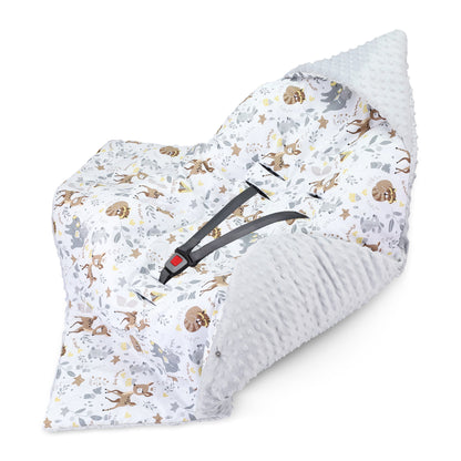Einschlagdecke Babyschale Baby Decke 90x90 cm - Fußsack Blanket für Kinderwagen und Autositz Ganzjahres für Neugeborenen und Kleinkinder Einschlagsdecken für 3 und 5 Punkt Gurt Minky Oeko-Tex