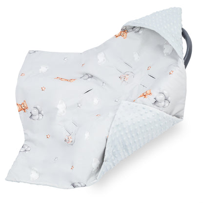 Einschlagdecke Babyschale Baby Decke 90x90 cm - Fußsack Blanket für Kinderwagen und Autositz Ganzjahres für Neugeborenen und Kleinkinder Einschlagsdecken für 3 und 5 Punkt Gurt Minky Oeko-Tex
