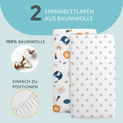 Spannbettlaken Baby Spannbetttücher - Babybett Zubehör für Kinderbett Beistellbett Stubenwagen