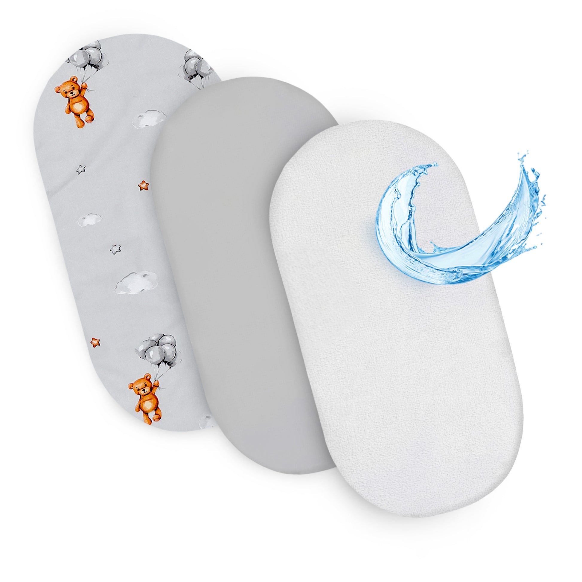 Hoeslakens baby - Teddyberen, 3-delige set: 75 × 35 cm