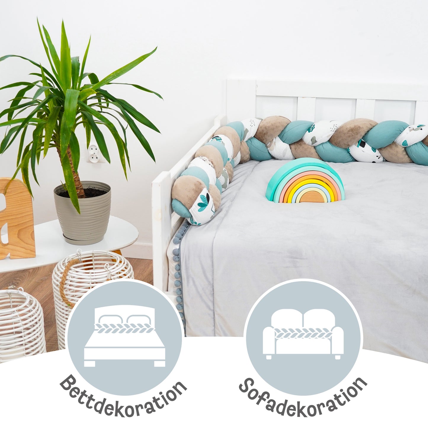 Poduszka dekoracyjna dla dzieci – poduszka do pokoju dziecięcego, puszysta, ozdobna, pleciona