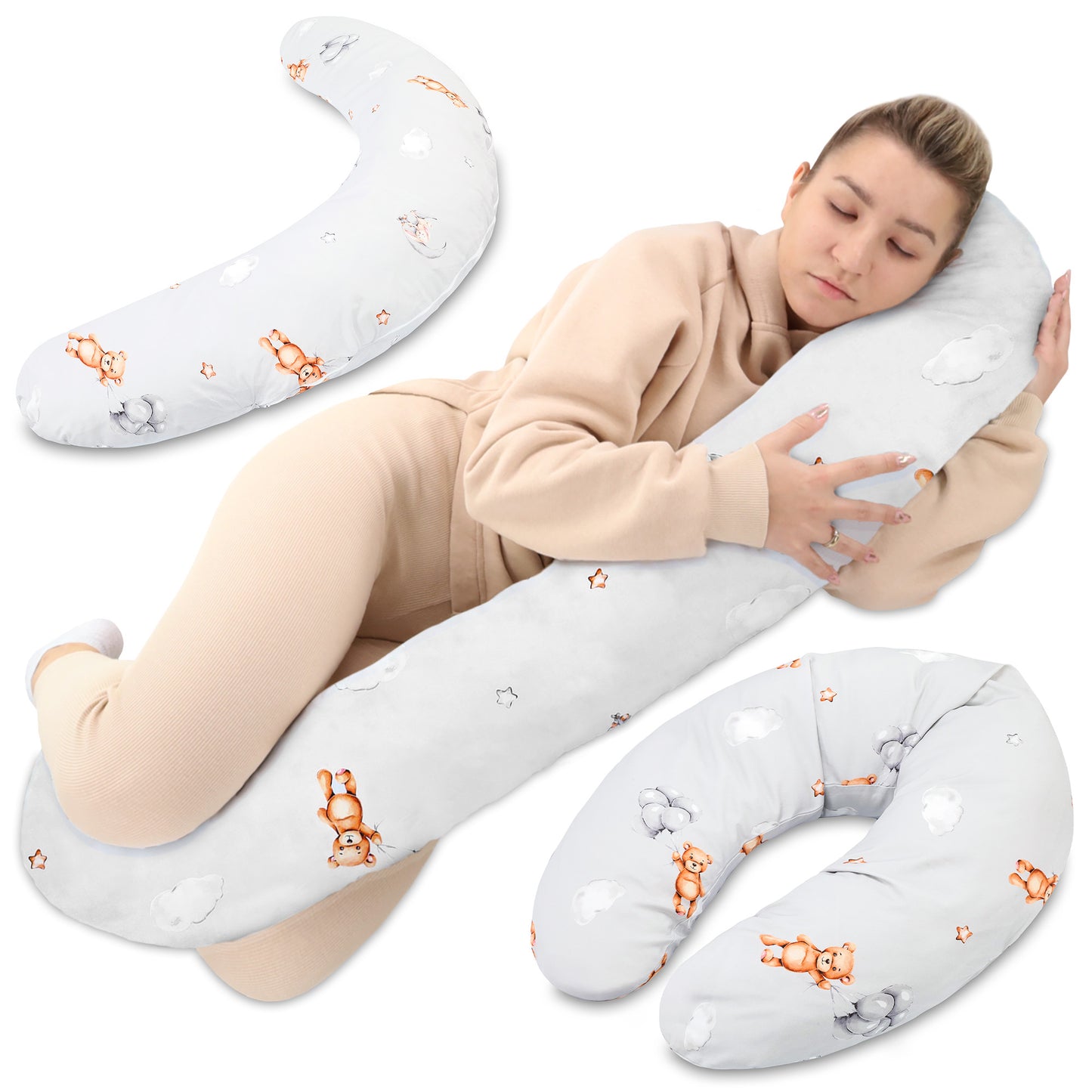 Stillkissen XXL Schwangerschaftskissen - Pregnancy Pillow Body Pillow Seitenschläferkissen Schlafkissen Lagerungskissen Kissen mit Bezug