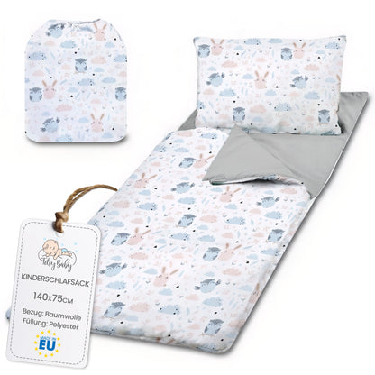 Schlafsack Kinder mit Kissen und Reißverschluss für Baby 3-7 Jahre - Kinderschlafsack Indoor für Kindertagesstätte Kindergarten Deckenschlafsack