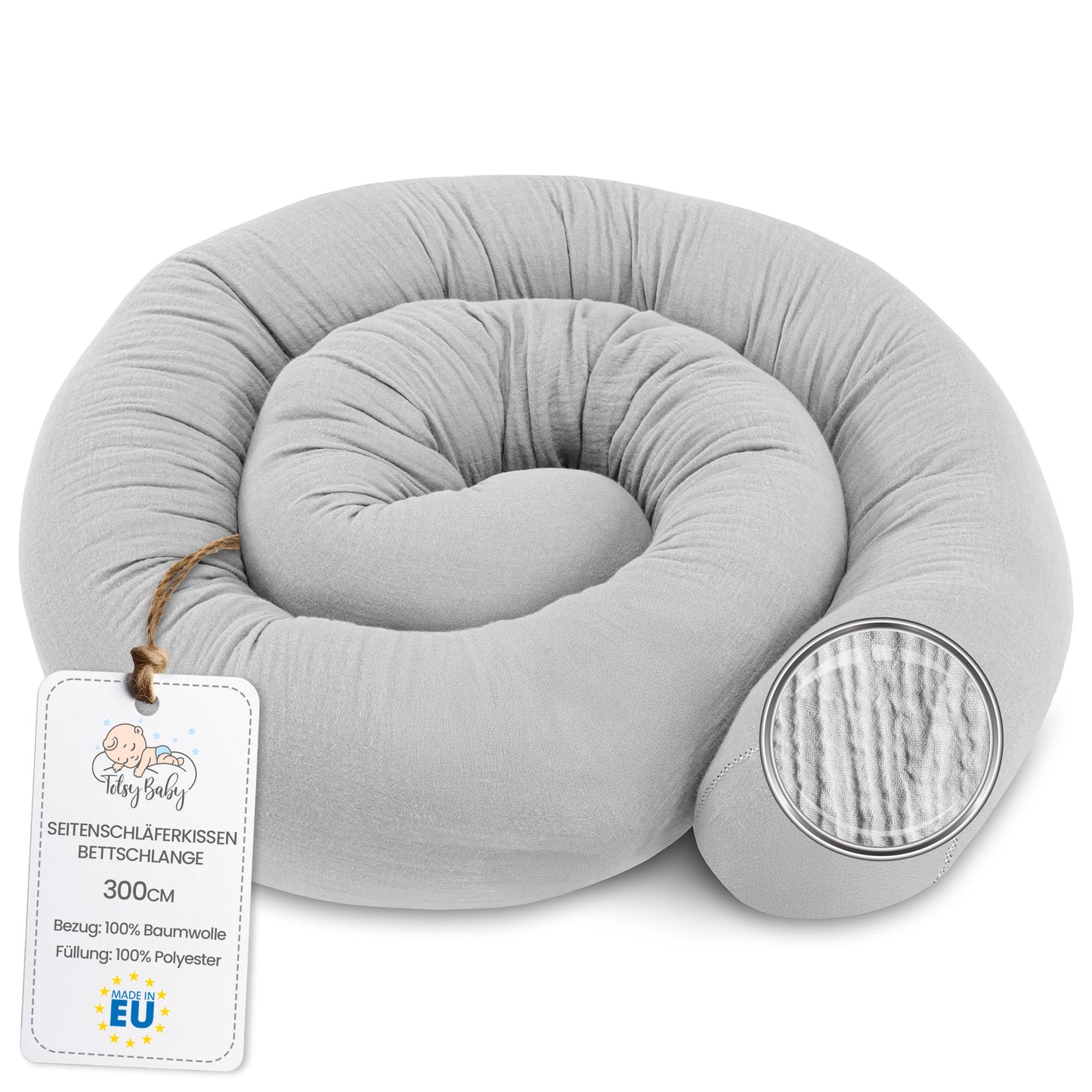 Bettschlange Seitenschläferkissen Body Pillow - Kopfkissen lang Bettrolle Schlafkissen Nackenrolle
