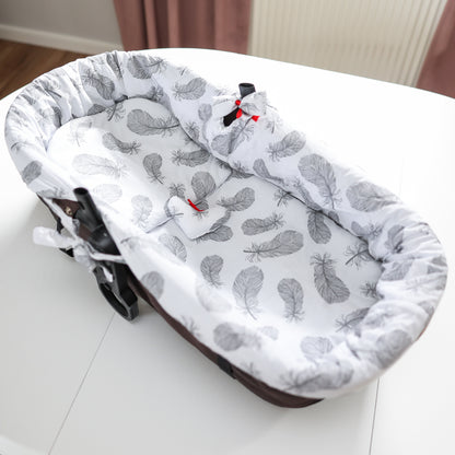 Stubenwagen Umrandung - Nestchen für Kinderwagen und Buggy Babybett Zubehör für Babywanne Einlage Kinderwagenzubehör