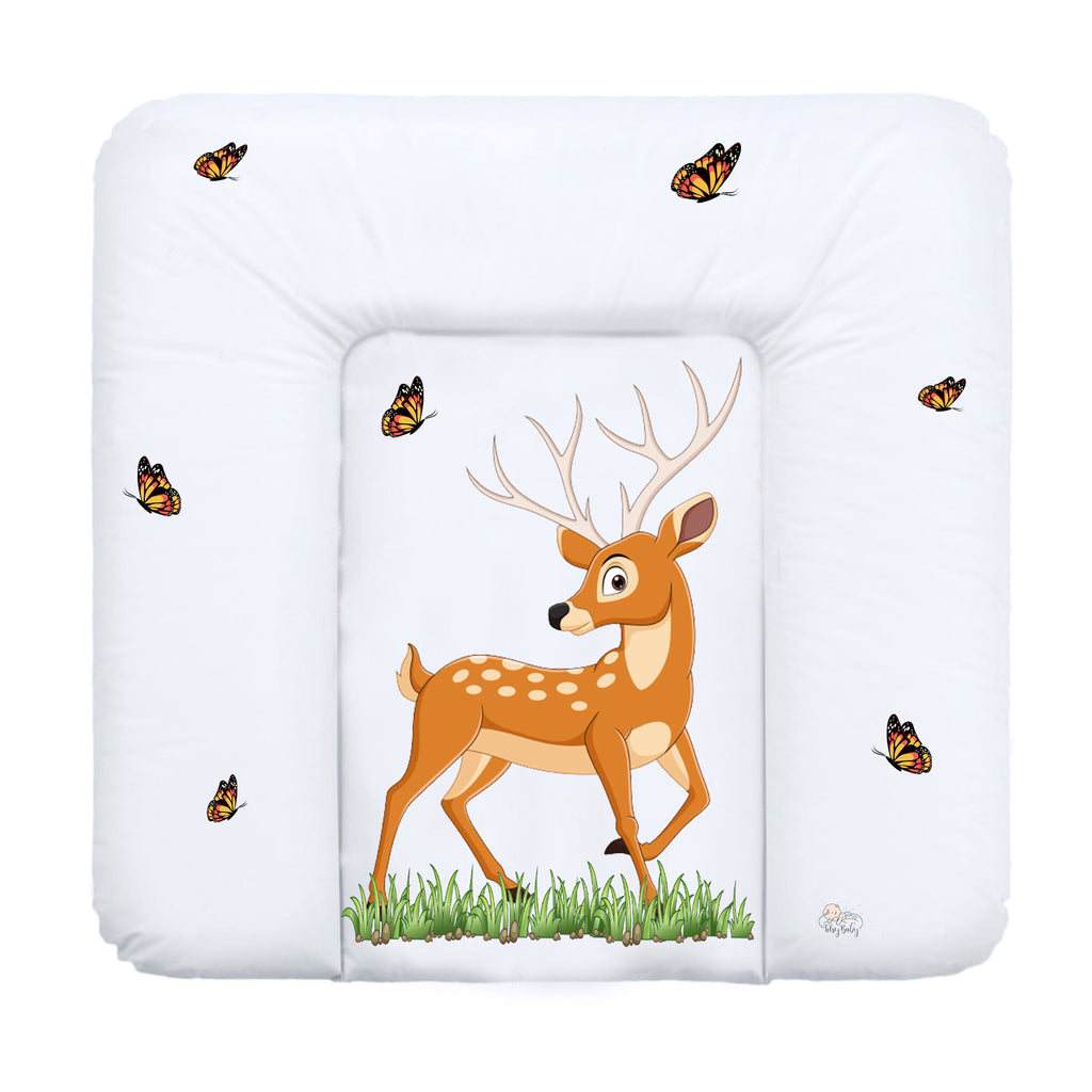 Wickelauflage Wickelkommode Auflage Baby 85 x 75 cm - Wickelmatte Wickeltischauflage Wasserfest Wickelunterlage Weich Hirsch Motiv - Totsy Baby