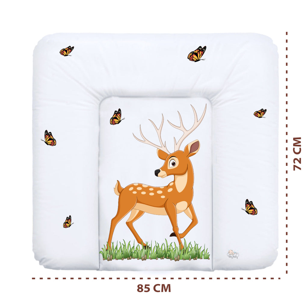 Wickelauflage Wickelkommode Auflage Baby 85 x 75 cm - Wickelmatte Wickeltischauflage Wasserfest Wickelunterlage Weich Hirsch Motiv - Totsy Baby