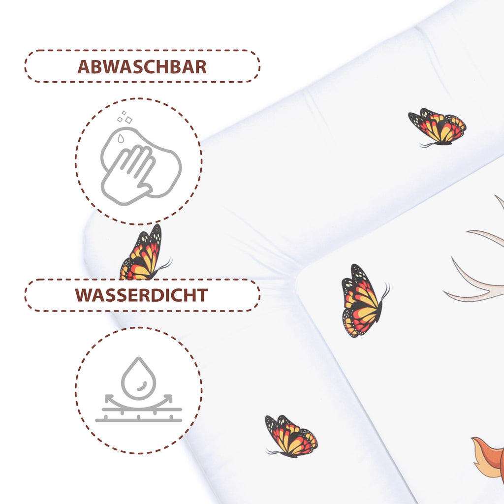 Wickelauflage Wickelkommode Auflage Baby 85 x 75 cm - Wickelmatte Wickeltischauflage Wasserfest Wickelunterlage Weich Hirsch Motiv - Totsy Baby