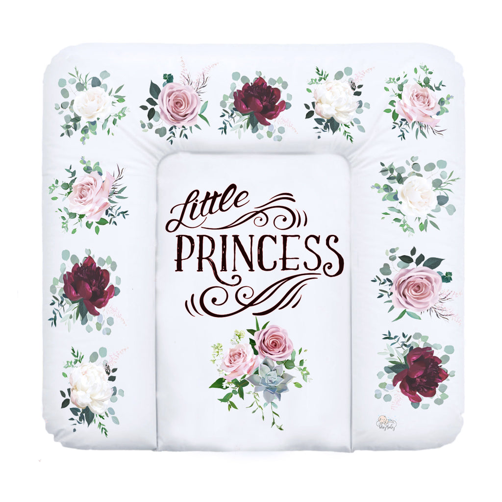 Wickelauflage Wickelkommode Auflage Baby 85 x 75 cm - Wickelmatte Wickeltischauflage Wasserfest Wickelunterlage Weich Rosen Motiv - Totsy Baby