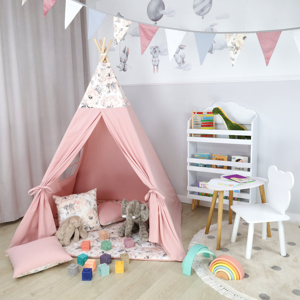 Wimpelkette Kinderzimmer 350 cm Velvet (Waffelbaumwolle), Outdoor Geburtstag, Wetterfest, 12 Dreiecke, Rose - Totsy Baby