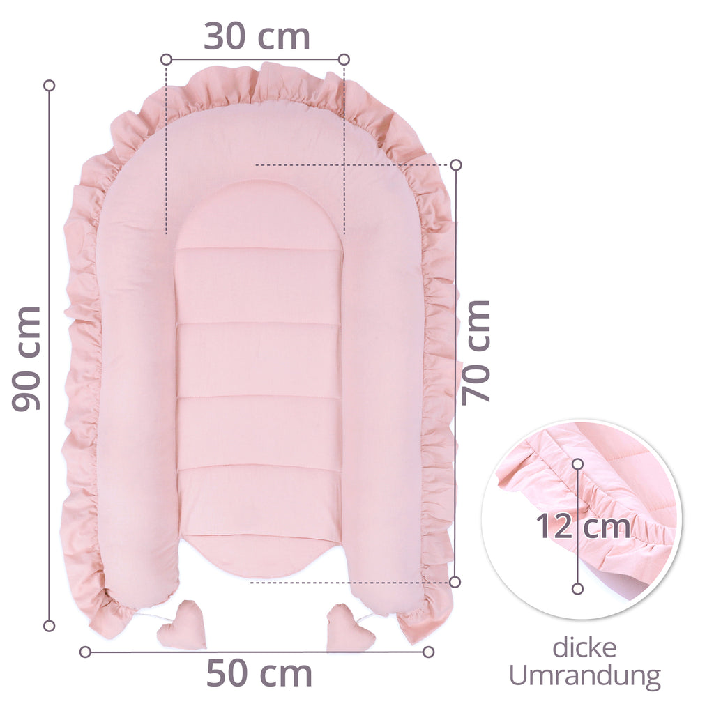 Babynestchen Kuschelnest für Neugeborene 90x50 cm - Baby Nestchen Bett Kokon in Rosa mit Baumwolle - Totsy Baby