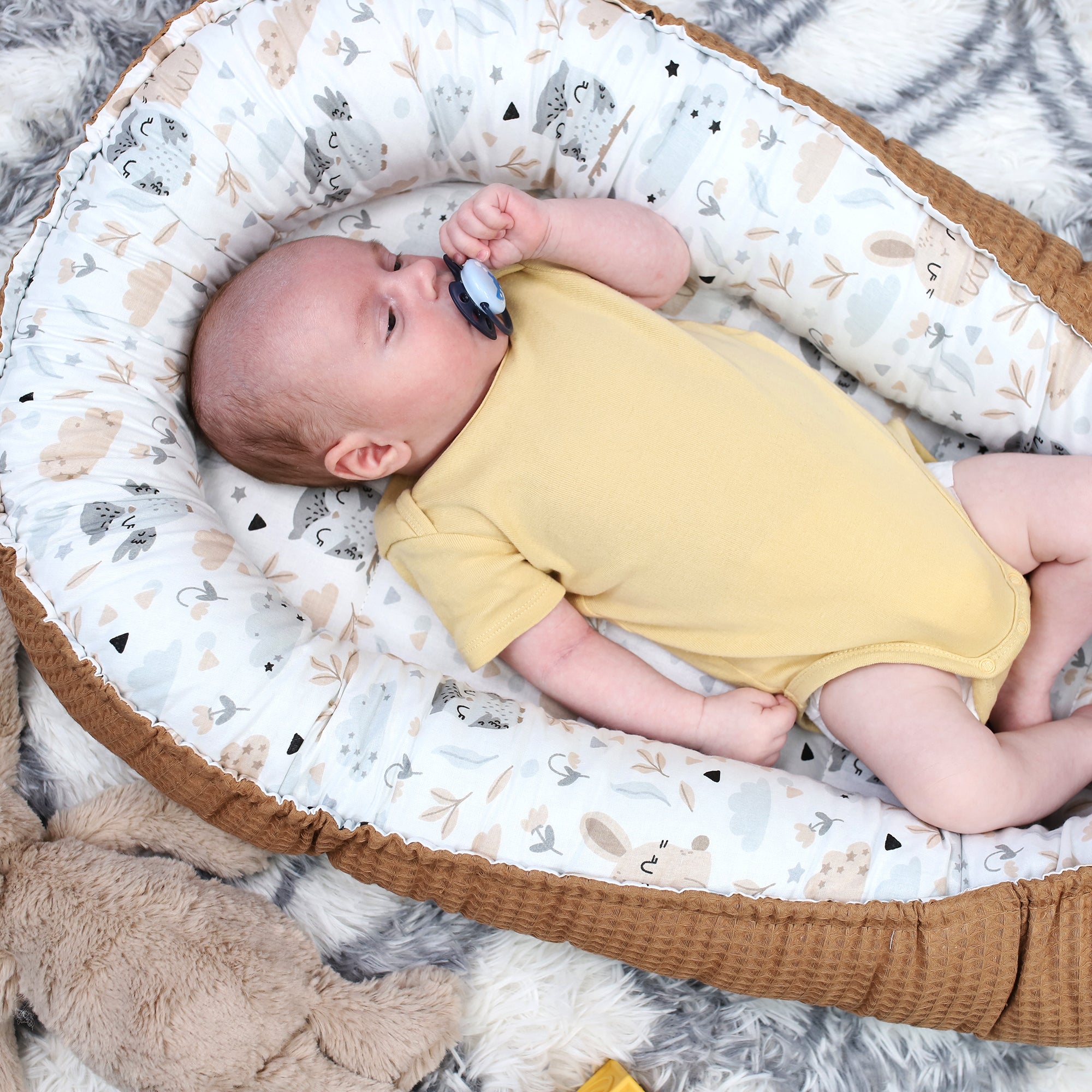 Babynest Neugeborene Nestchen Baby - Kokon Handmade zweiseitig aus  Baumwolle Babynestchen Eulen – Totsy Baby