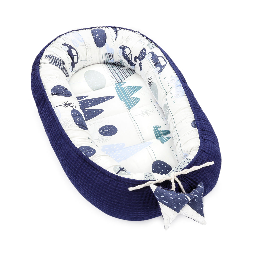 Babynest Neugeborene Nestchen Baby - Kokon Handmade zweiseitig aus Baumwolle Babynestchen Autos - Totsy Baby