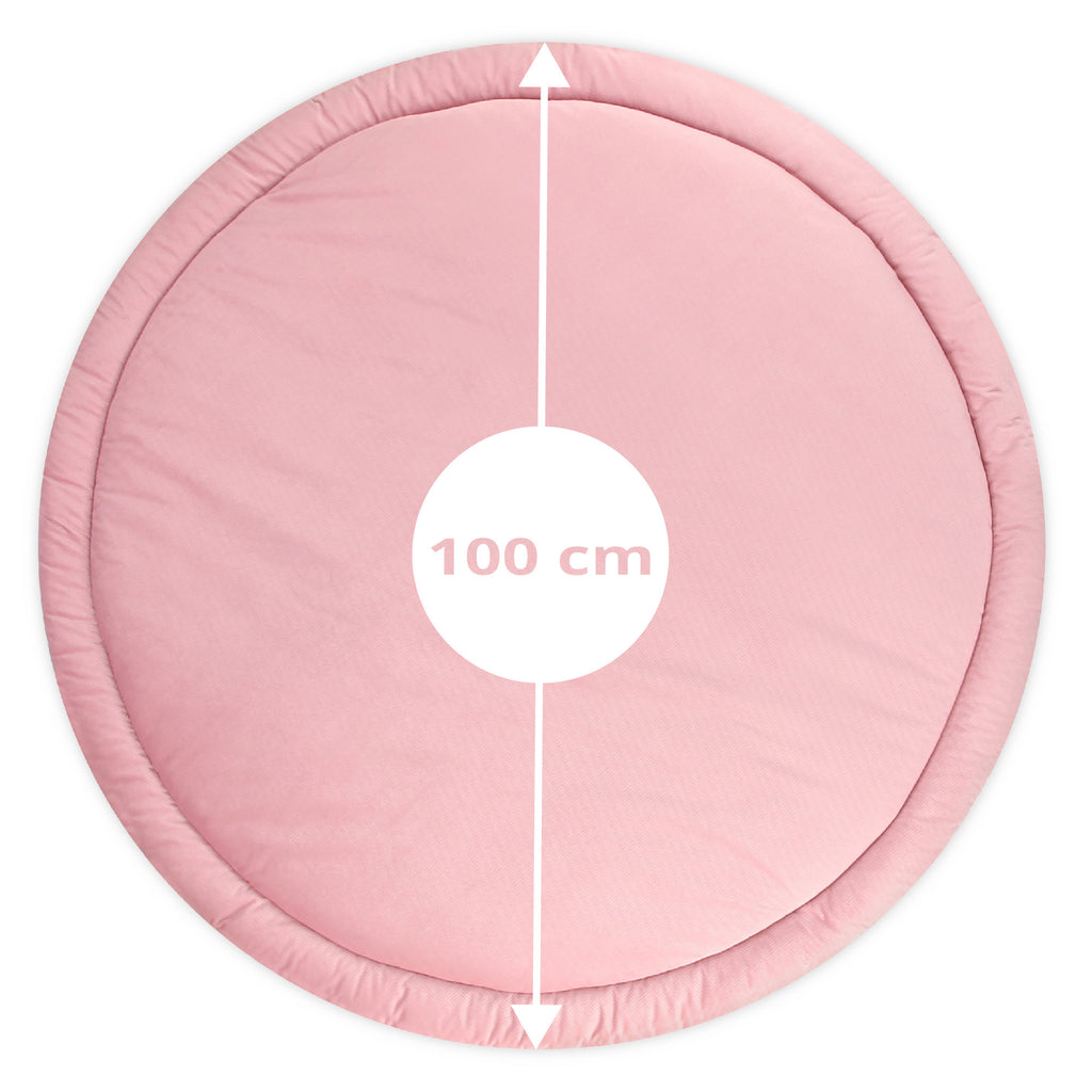 Bodenkissen Kinder 100cm - Runde, Gepolsterte Krabbeldecke/Bodenmatratze für Baby, Rose - Totsy Baby