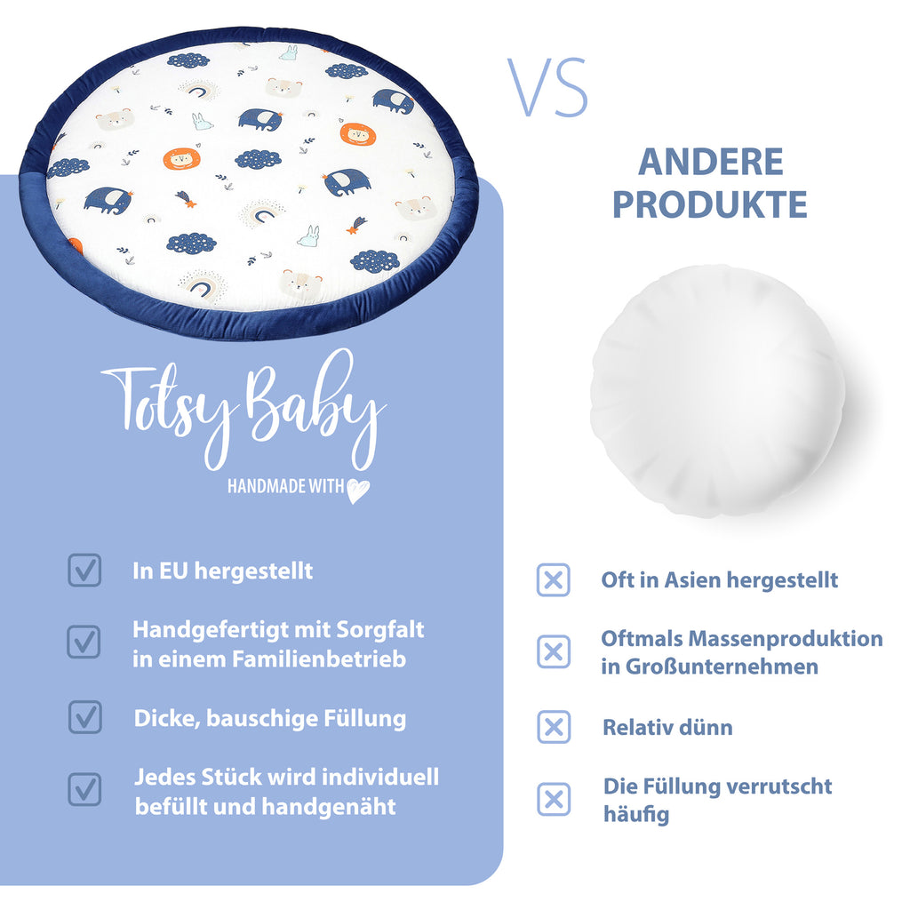 Bodenkissen Regenbogen 100 cm - Krabbeldecke Gepolstert für Kinder & Babys - Totsy Baby