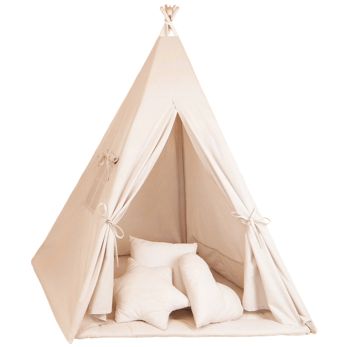 Tipi Spielzelt für Kinder Outdoor/Indoor Modell 2 mit Spielmatte & 3  Kissen, Aprikosenfarbe