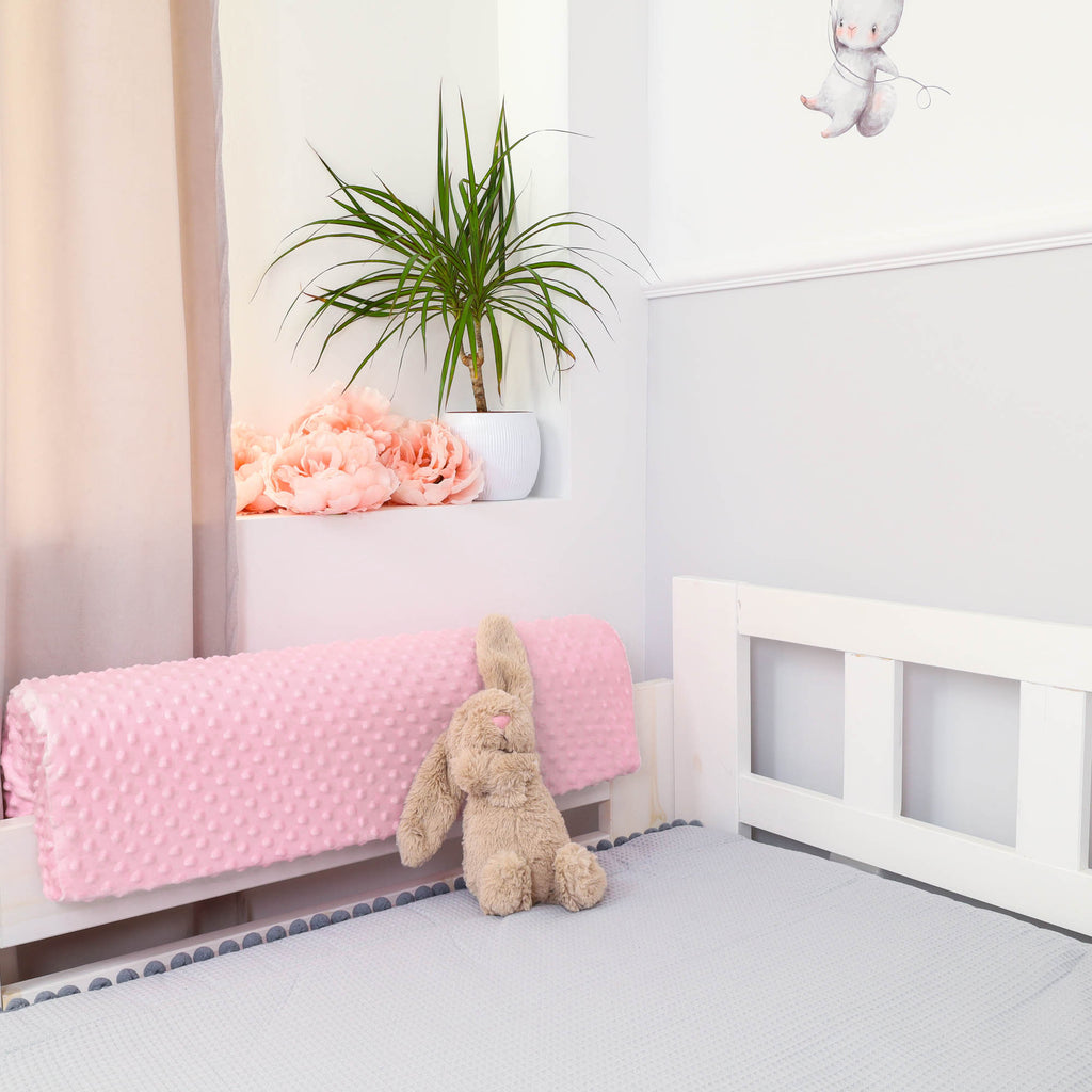 Bettkantenschutz für Kinderbetten 70 cm - Schutz für Bettrahmen Kantenschutz Kinder Babybett Rosa Minky - Totsy Baby