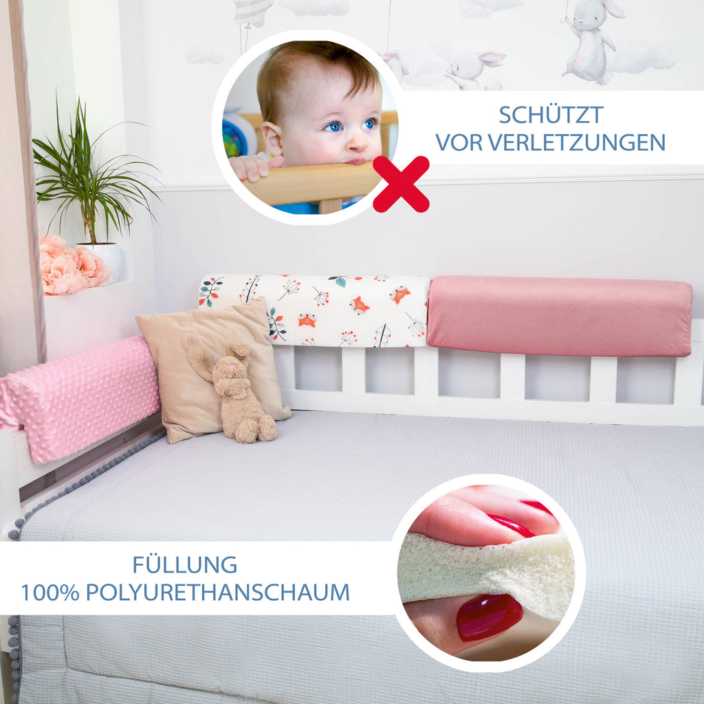 Bettkantenschutz für Kinderbetten 90 cm - Schutz für Bettrahmen Kantenschutz Kinder Babybett Rosa Minky - Totsy Baby