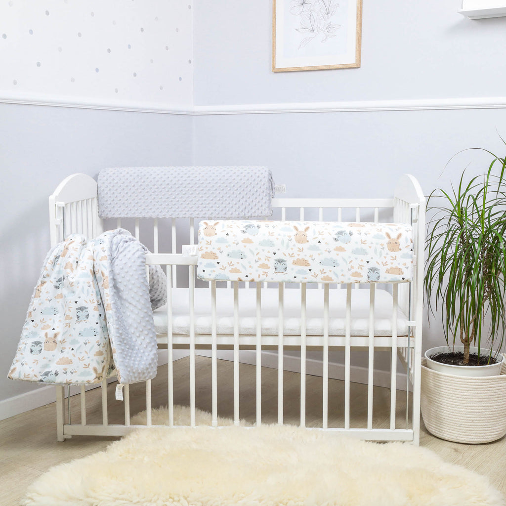 Bettkantenschutz für Kinderbetten 70 cm - Schutz für Bettrahmen Kantenschutz Kinder Babybett Hellgrau Minky - Totsy Baby