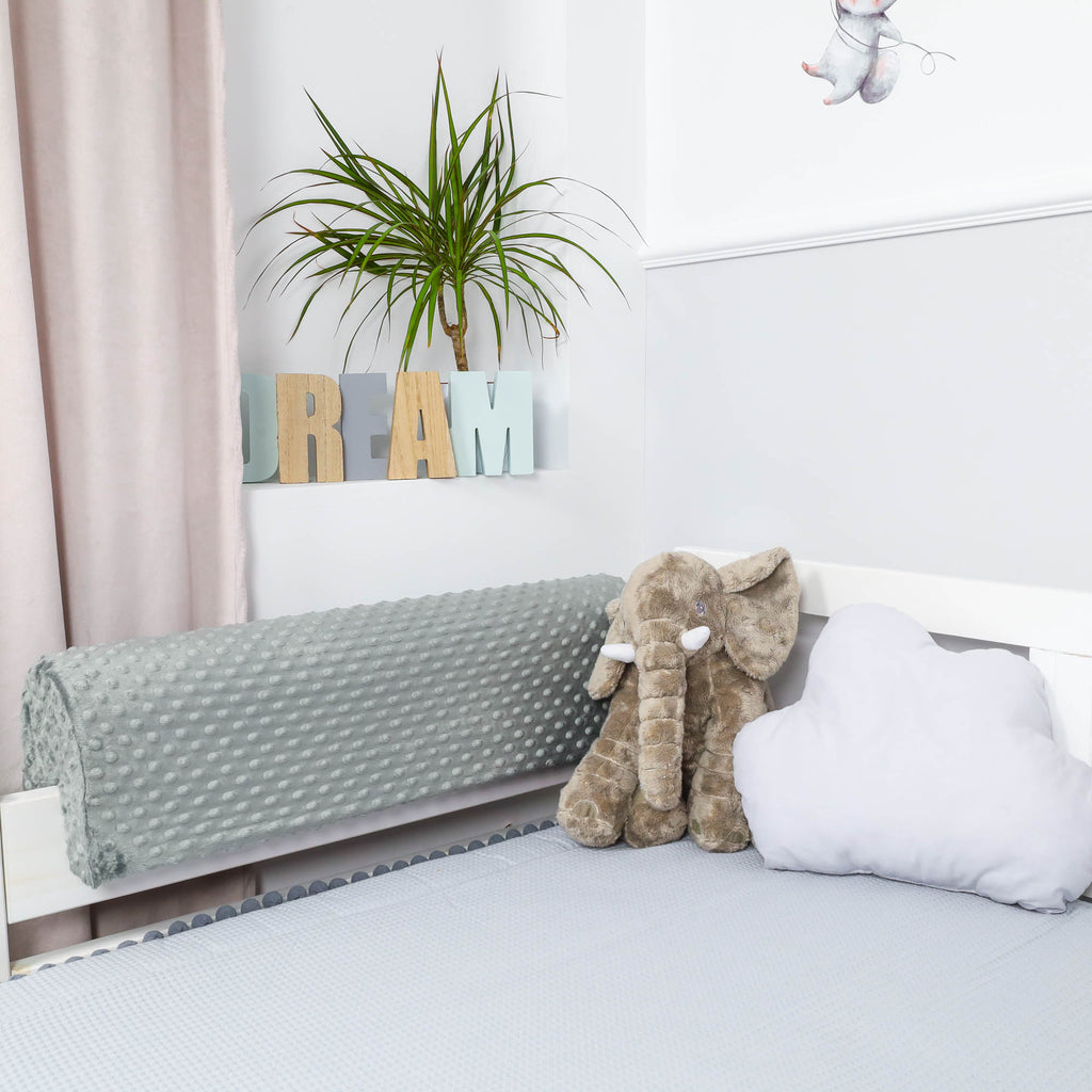 Bettkantenschutz für Kinderbetten 70 cm - Schutz für Bettrahmen Kantenschutz Kinder Babybett Grau Minky - Totsy Baby