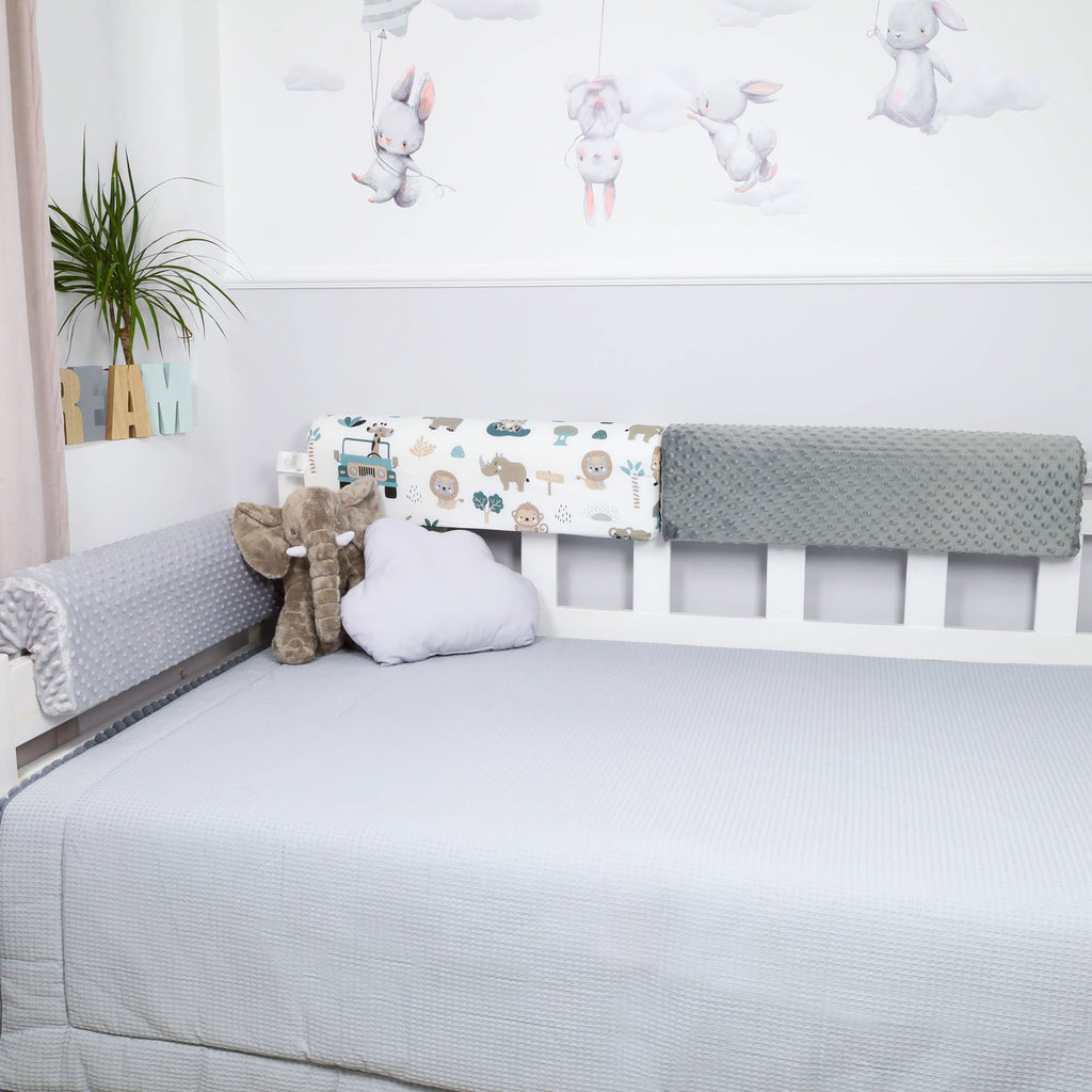 Bettkantenschutz 90 cm - Ersatzbezug für Kinder- & Babybett, Minky Grau - Totsy Baby