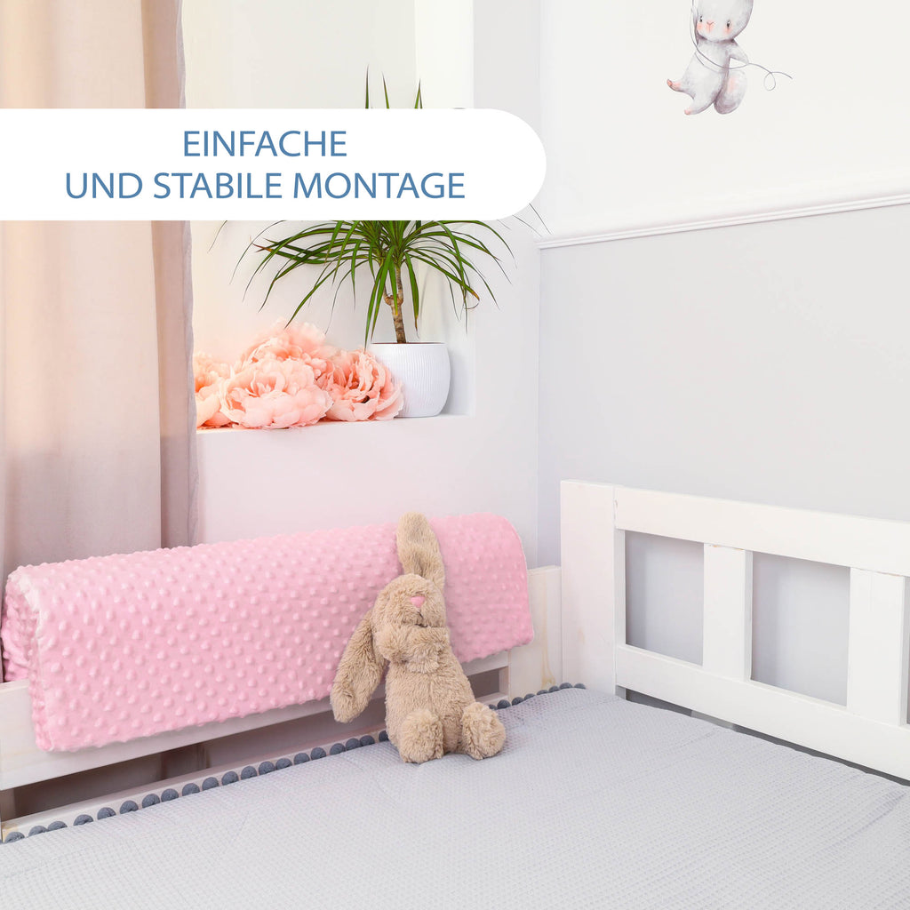 Bettkantenschutz 70 cm für Kinderbetten - Ersatzbezug, Kantenschutz Babybett Minky Rosa - Totsy Baby
