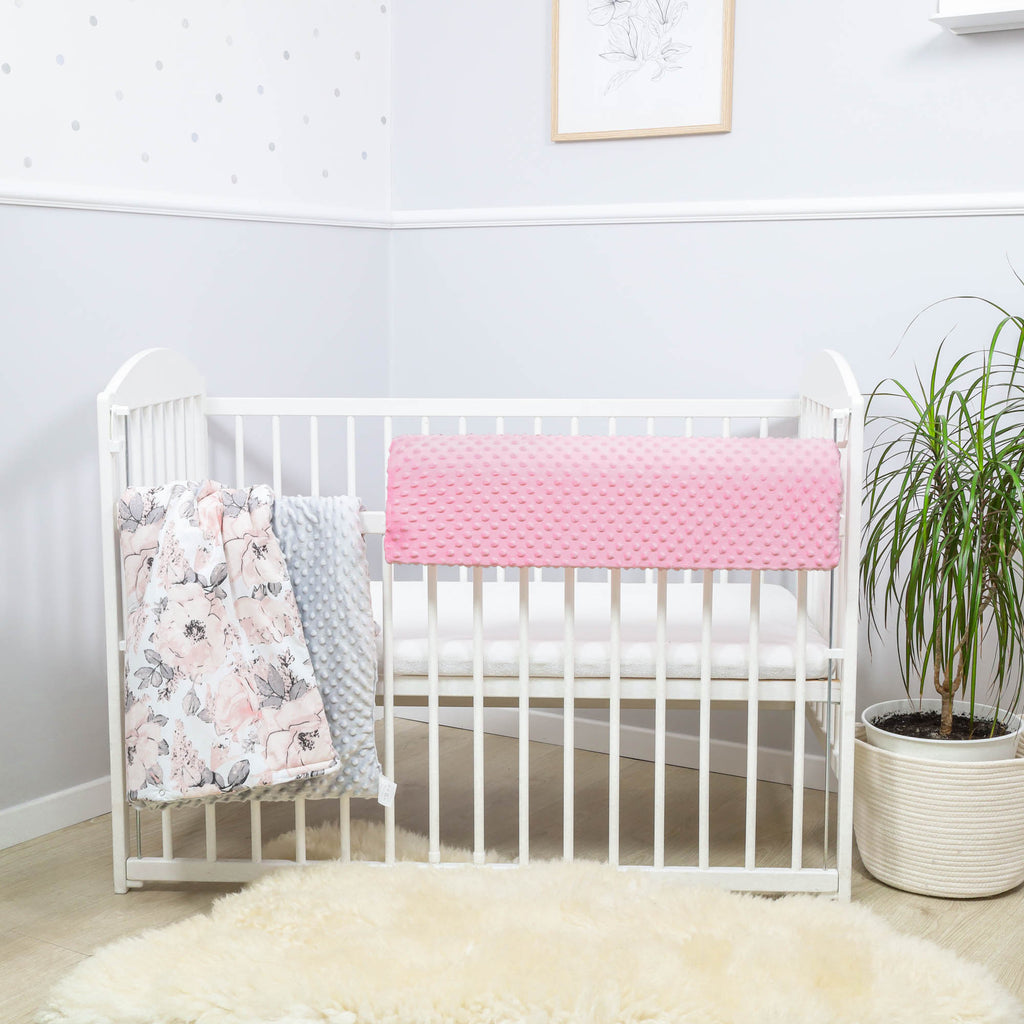 Bettkantenschutz 70 cm für Kinderbetten - Ersatzbezug, Kantenschutz Babybett Minky Rosa - Totsy Baby