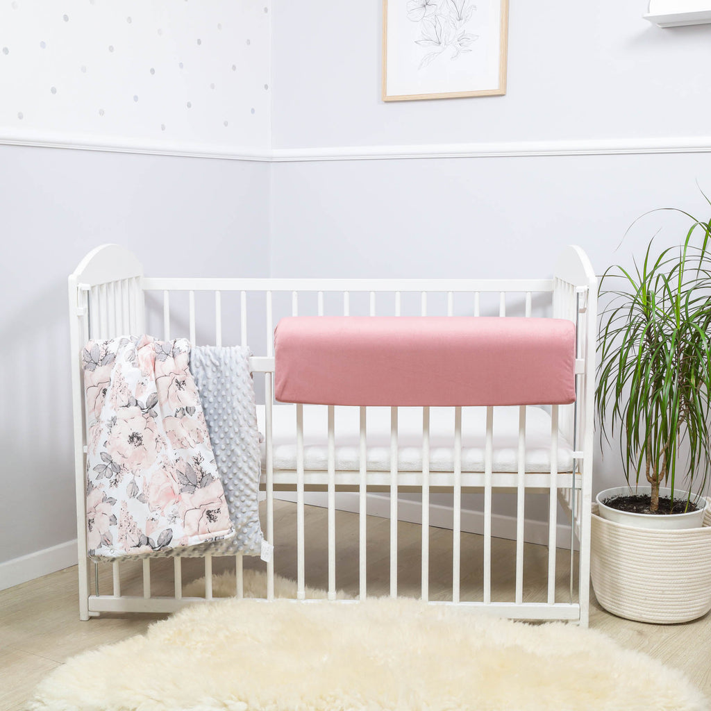 Bettkantenschutz für Kinderbetten 90 cm - Ersatzbezug Schutz für Bettrahmen Kantenschutz Kinder Babybett Velvet Hellrosa - Totsy Baby