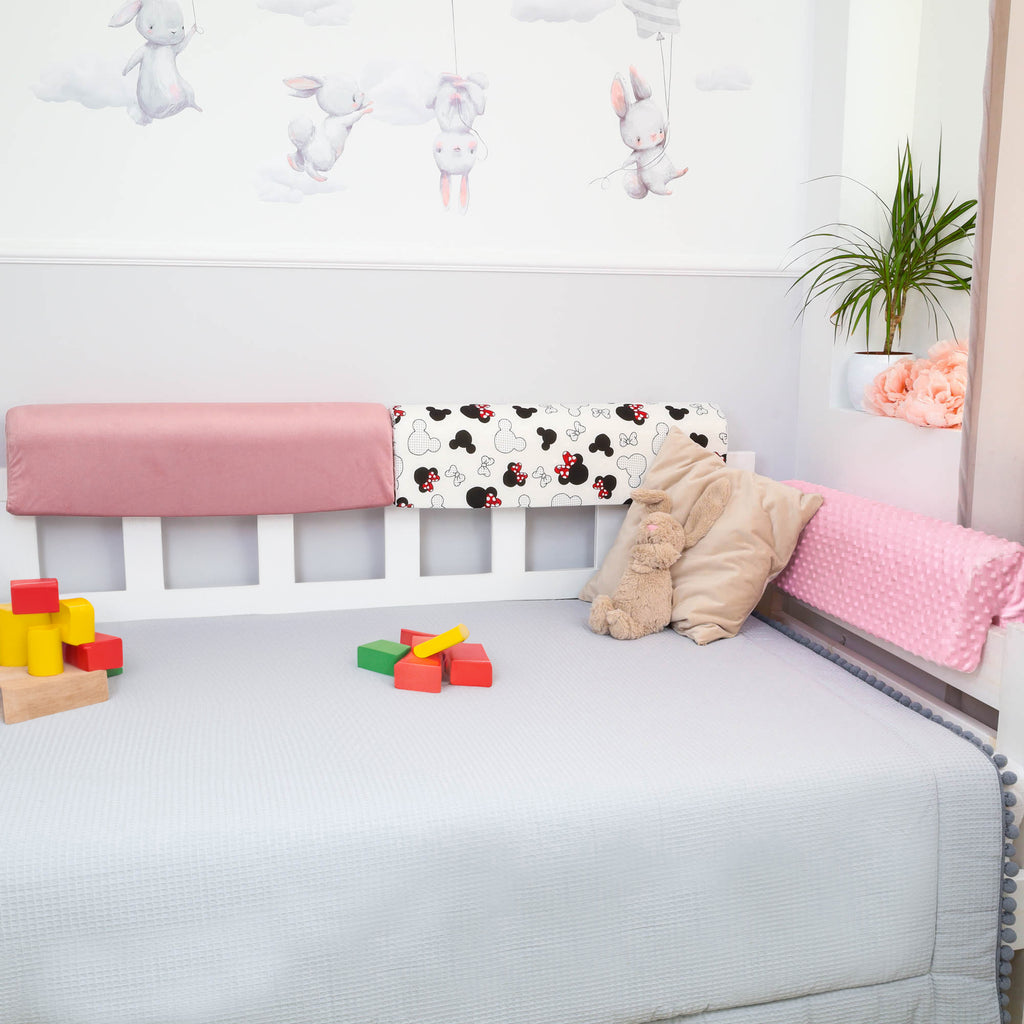 Bettkantenschutz für Kinderbetten 90 cm - Ersatzbezug Schutz für Bettrahmen Kantenschutz Kinder Babybett Baumwolle Maus - Totsy Baby