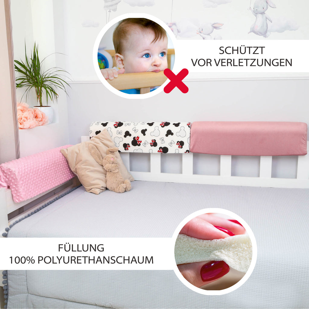 Bettkantenschutz für Kinderbetten 90 cm - Ersatzbezug Schutz für Bettrahmen Kantenschutz Kinder Babybett Baumwolle Maus - Totsy Baby