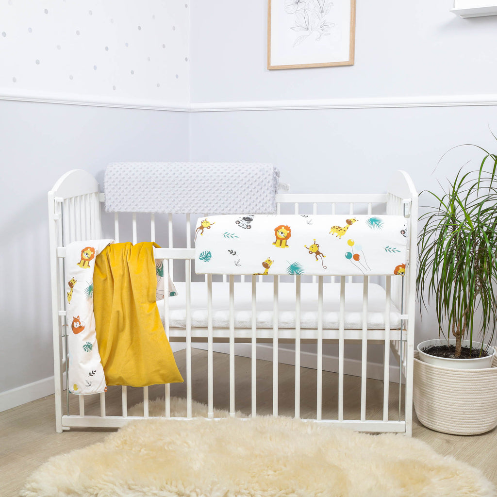 Bettkantenschutz 90 cm für Kinderbetten - Ersatzbezug, Baumwolle Safari, Bettrahmen Schutz Babybett - Totsy Baby