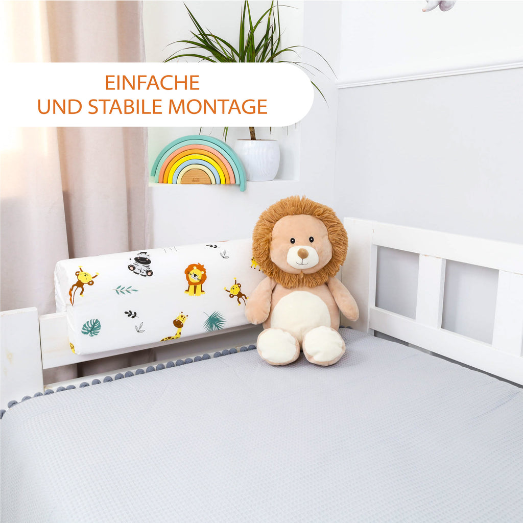 Bettkantenschutz 90 cm für Kinderbetten - Ersatzbezug, Baumwolle Safari, Bettrahmen Schutz Babybett - Totsy Baby