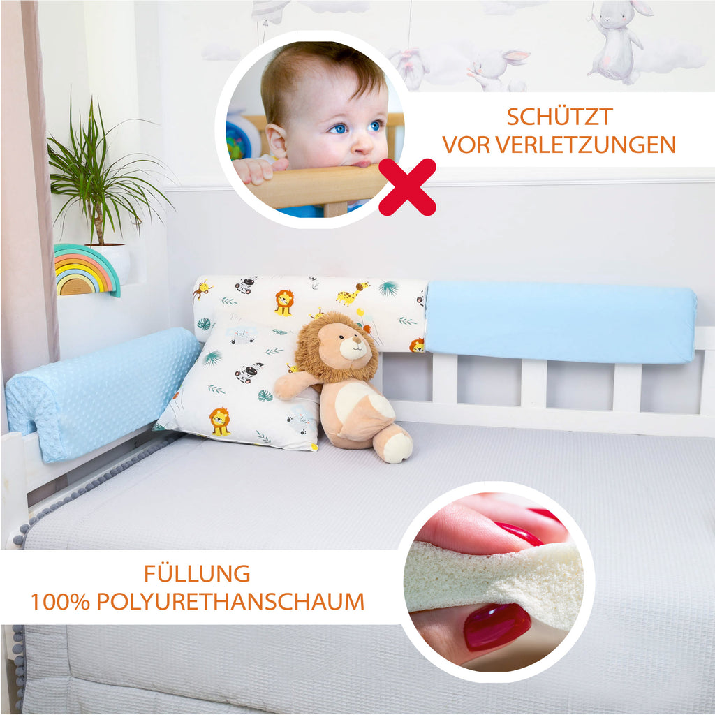 Bettkantenschutz 90 cm für Kinderbetten - Ersatzbezug, Baumwolle Safari, Bettrahmen Schutz Babybett - Totsy Baby