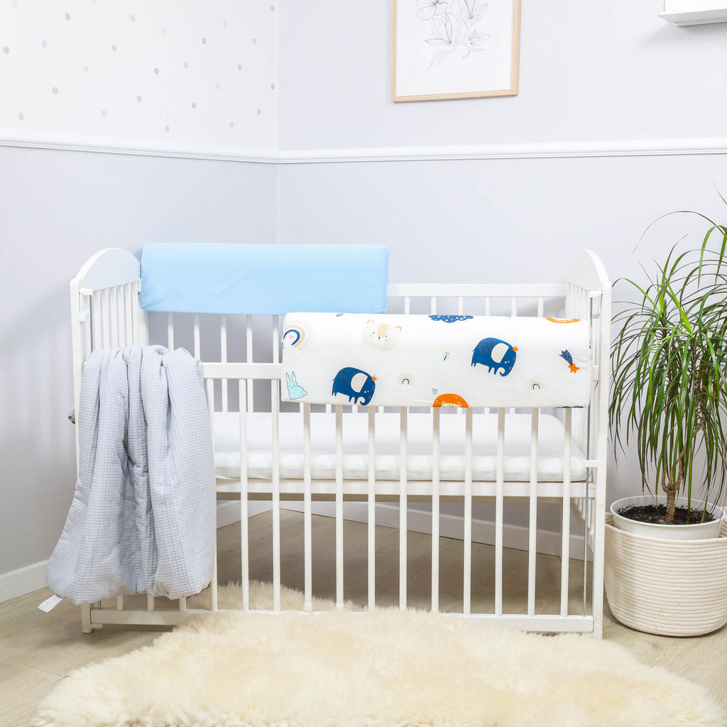 Bettkantenschutz 70 cm für Kinderbetten - Ersatzbezug, Baumwolle Regenbogen, Babybett-Rahmenschutz - Totsy Baby